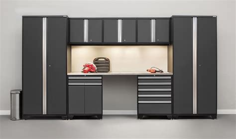 stainless steel garage cabinets|garage metal cabinets with workbench.